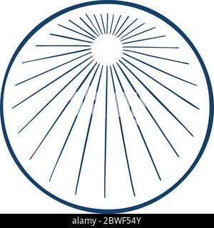 Sunburst. Illustrazione vettoriale dei raggi di luce disegnati a mano. Elementi di design Sunburst, disegno lineare. Raggi di luce sunburst per logo retro e emblema. Illustrazione Vettoriale