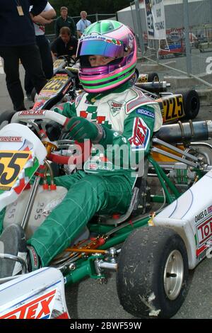 Oliver Oakes, il direttore del team di F1 di Alpine, durante la sua carriera di kart. Foto Stock