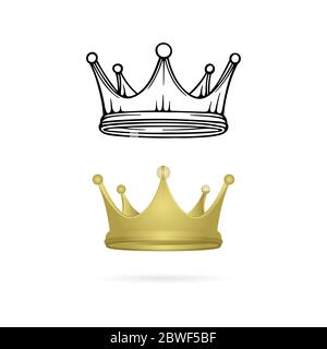 Corona. Set di illustrazioni vettoriali realistiche e disegnate a mano. Illustrazione Vettoriale