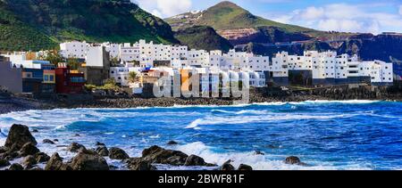 Viaggio isole Canarie. Scenic villaggio costiero El Roque en El Pagador de Moya a Gran Canaria.(Gran Canaria) . Foto Stock