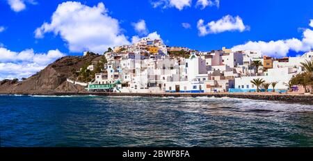 Isole Canarie . Fuerteventura vacanze - panoramico villaggio costiero Las Playitas.Spain. Foto Stock