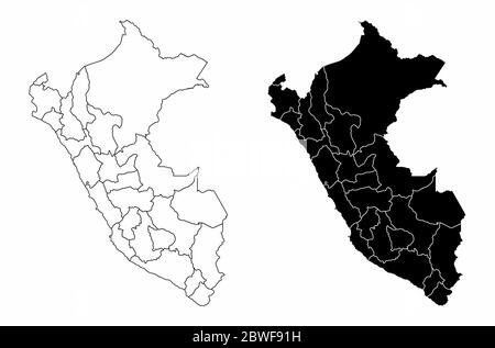 Il Perù regioni mappa Illustrazione Vettoriale
