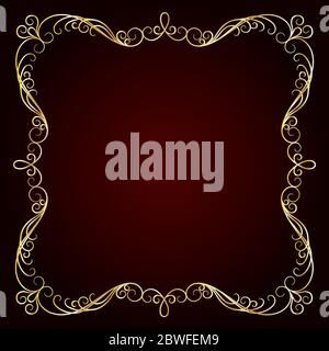 Cornice in oro vintage. Cornice decorativa vettoriale con posto per il testo Illustrazione Vettoriale