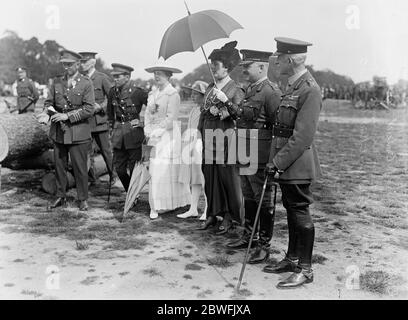 Canadian silvicoltura corps sport . ( Windsor Great Park ). Da destra a sinistra : Generale Carteret Carey , Principessa Aline , Contessa di Athlone , Generale MacDougall , Lady May Cambridge (figlia della Principessa Alice ) , Sig.ra Carey , guardando gli sport . 25 maggio 1918 Foto Stock