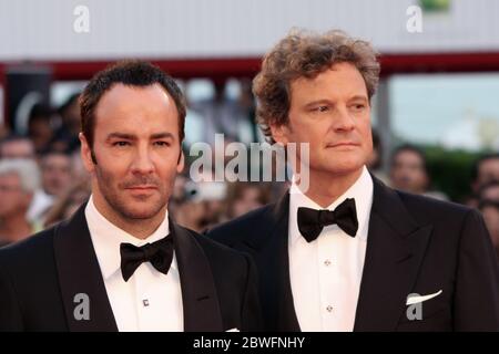 VENEZIA, ITALIA - SETTEMBRE 12: Tom Ford e l'attore Colin Firth parteciperanno alla cerimonia di chiusura del 66° Festival del Cinema di Venezia il 12 settembre 2009 Foto Stock