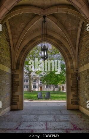 Princeton University Campbell Hall - una vista sulla Collegiata gotica architettura in stile di Campbell Hall. Foto Stock