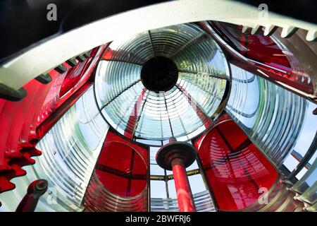 All'interno del faro di Cape Meares, la contea di Tillamook, Oregon, Stati Uniti Foto Stock