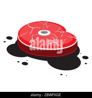 un pezzo di carne tagliata con osso su fondo bianco isolato. Immagine vettoriale Illustrazione Vettoriale