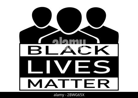 Icone di gruppo che rappresentano le persone nere con il testo sotto 'Black Lives Matter' Illustrazione Vettoriale