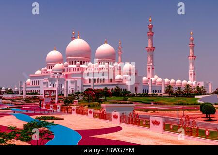 grande moschea sheikh zayed ad abu dhabi, Emirati Arabi Uniti Foto Stock