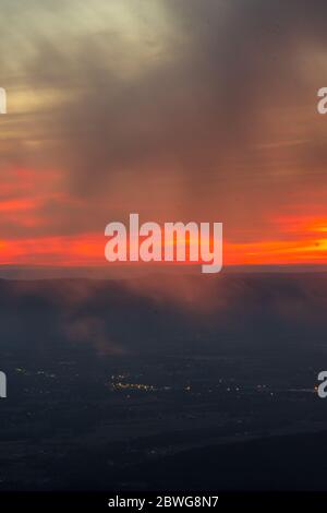 Foto telefoto del tramonto nel Parco Nazionale di Shenandoah Foto Stock
