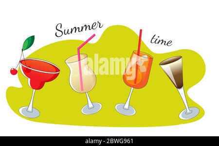 Set di cocktail alcolici e bevande. Illustrazione vettoriale stock Illustrazione Vettoriale