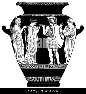 Vasetto di stoccaggio antico di Pompei. Illustrazione del 19 ° secolo. Sfondo bianco. Foto Stock