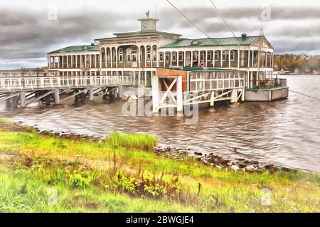 Dipinto colorato fiume Volga, Kostroma, Kostroma regione, Russia Foto Stock