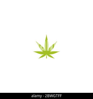Canapa verde o foglia di cannabis isolata su bianco. CBD olio, Cannabidiol, Marijuana segno medico. Logo Eco Industry. Illustrazione vettoriale. Illustrazione Vettoriale