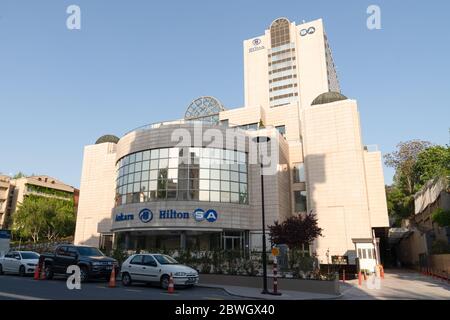 Ankara/Turchia - Maggio 13 2020: Vista di Ankara con l'hotel Hilton intorno alla regione di Kavaklidere. Foto Stock