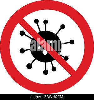 Nessun segno di divieto per l'icona germinale. Icona Nessun virus. Nessun segno di batteri. Vettore antibatterico simpol Illustrazione Vettoriale