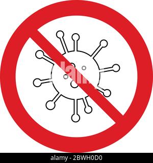 Nessun segno di divieto per l'icona germinale. Icona Nessun virus. Nessun segno di batteri. Vettore antibatterico simpol Illustrazione Vettoriale