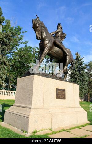 Sulla statua del War Trail, Civic Center Park, Denver, Colorado, USA Foto Stock