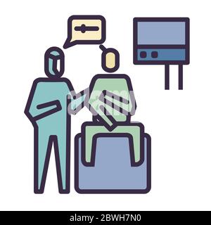 Icona esame di laboratorio continuato. Simbolo di attività o illustrazione per trattare con il virus corona Illustrazione Vettoriale