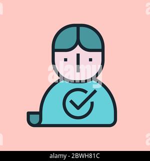 Persona acquirente. Illustrazione del concetto di marketing digitale, banner stile lineare dal design piatto. Utilizzo per newsletter via e-mail, intestazioni, post di blog, stampa... Illustrazione Vettoriale