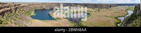 Un paesaggio panoramico di Dry Falls nell'est di Washington, USA. Foto Stock