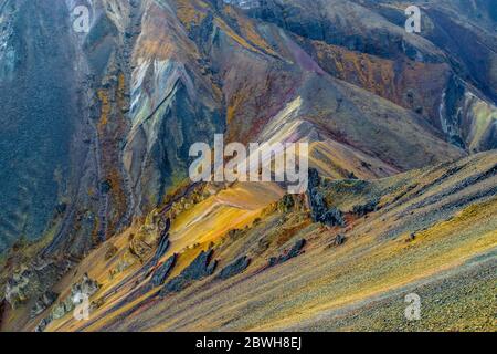 Paesaggio colorato al sentiero del vulcano Skookum, Nabesna, Alaska Foto Stock