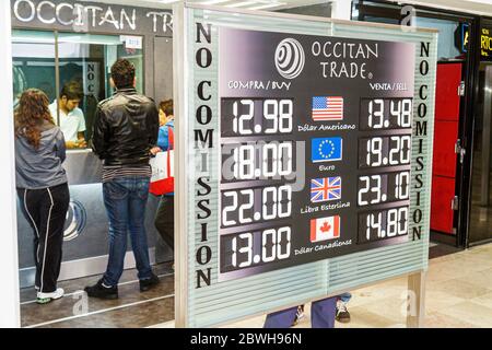 Città del Messico, Messico, Benito Juárez International Airport, MEX, terminal, Tamibe, cambio valuta, valuta estera, tasso, euro, sterlina britannica, dollaro, acquisto, Foto Stock