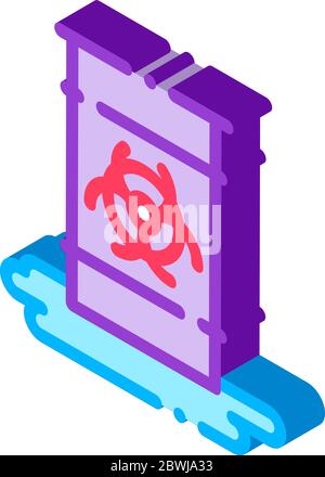 Immagine vettoriale dell'icona isometrica del contenitore di rifiuti nucleari Illustrazione Vettoriale