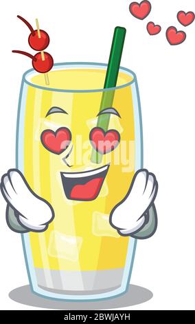 Il romantico personaggio di pina colada cocktail ha un occhio innamorato Illustrazione Vettoriale