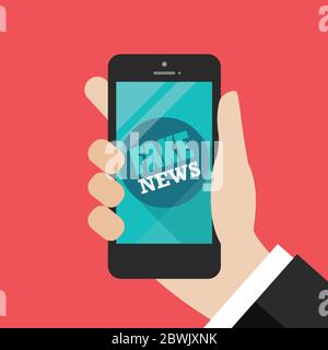 Notizie false sullo smartphone. Illustrazione vettoriale Illustrazione Vettoriale