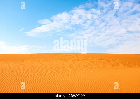 Il motivo di sabbia desertica arancione brillante ondeggiare per un caldo sfondo estivo. Foto Stock