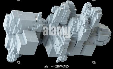 Illustrazione 3D di un modello tridimensionale costituito da blocchi rettangolari Foto Stock