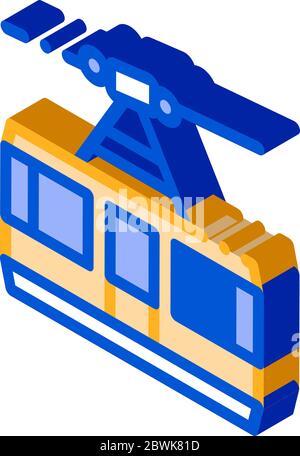 Illustrazione vettoriale dell'icona isometrica del sollevamento aereo per i trasporti pubblici Illustrazione Vettoriale