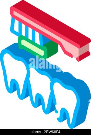 Dentista denti pulizia icona isometrica illustrazione vettoriale Illustrazione Vettoriale