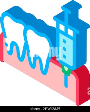 Stomatologia anestesia iniezione isometrica icona vettoriale Illustrazione Vettoriale
