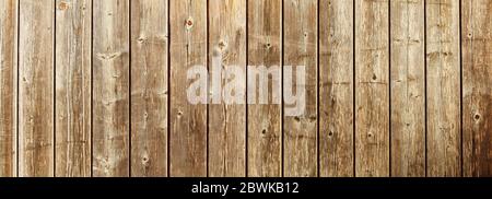 Vecchie tavole di legno marrone come una texture di sfondo panoramica header Foto Stock