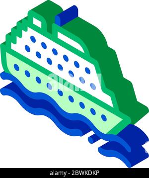 Illustrazione vettoriale dell'icona isometrica dei traghetti per i trasporti pubblici Illustrazione Vettoriale
