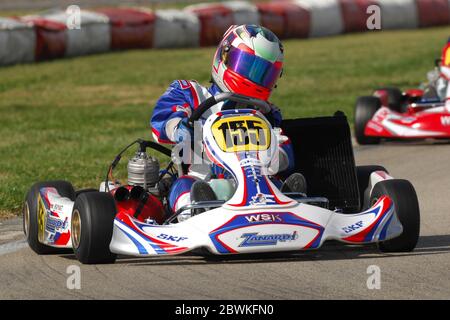 Daniil Kvyat, visto qui nella sua carriera karting, Kvyat, è un pilota russo di Formula uno che attualmente guida per la scuderia AlphaTauri. Foto Stock