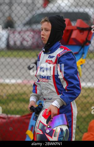 Daniil Kvyat, visto qui nella sua carriera karting, Kvyat, è un pilota russo di Formula uno che attualmente guida per la scuderia AlphaTauri. Foto Stock