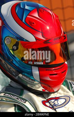 Daniil Kvyat, visto qui nella sua carriera karting, Kvyat, è un pilota russo di Formula uno che attualmente guida per la scuderia AlphaTauri. Foto Stock