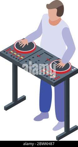 Icona dj concerto, stile isometrico Illustrazione Vettoriale