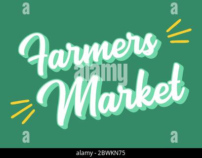 Citazione del mercato degli agricoltori abbozzata a mano. Scritte per banner, intestazione, pubblicità, annuncio. Illustrazione Vettoriale