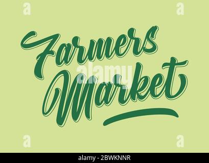Citazione del mercato degli agricoltori abbozzata a mano. Scritte per banner, intestazione, pubblicità, annuncio. Illustrazione Vettoriale