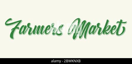Citazione del mercato degli agricoltori abbozzata a mano. Scritte per banner, intestazione, pubblicità, annuncio. Illustrazione Vettoriale