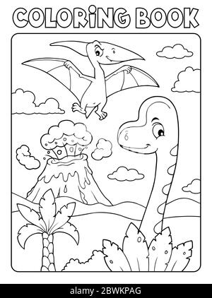 Libro da colorare composizione dinosauro immagine 5 - eps10 illustrazione vettoriale. Illustrazione Vettoriale