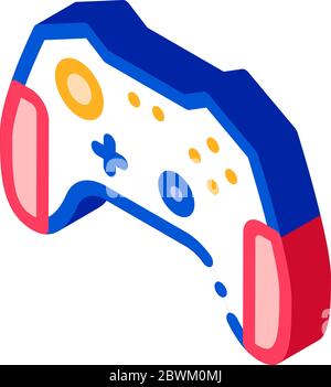 Giochi interattivi per bambini Video Giochi Gamepad icona isometrica illustrazione vettoriale Illustrazione Vettoriale