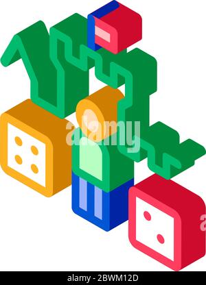 Illustrazione vettoriale icona isometrica del personaggio del Castello dei Bambini interattivo Illustrazione Vettoriale