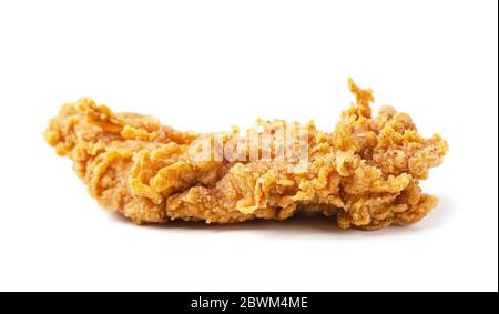 Pezzo di pollo fritto, noccioline, cialde di pollo, isolato su sfondo bianco Foto Stock