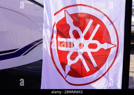 Bordeaux , Aquitaine / Francia - 05 05 2020 : simbolo bandiera yamaha sul negozio di moto Foto Stock